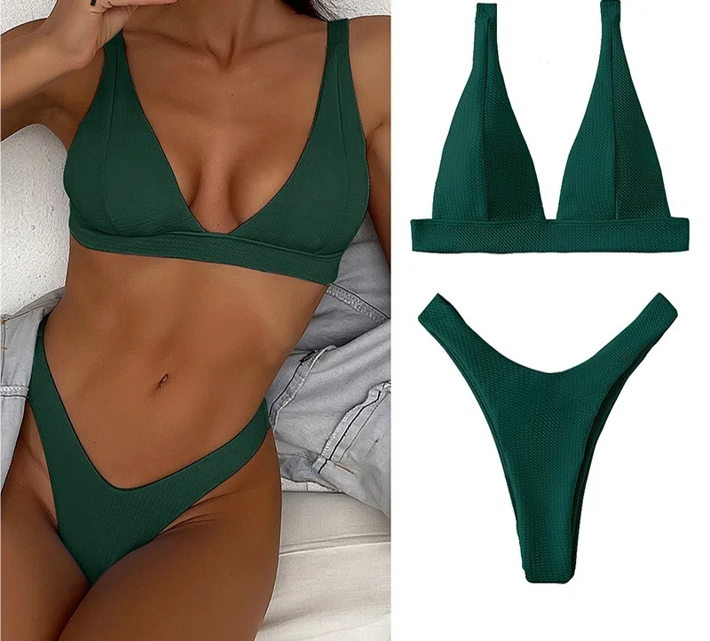 

Bikini unicolor para mujer, traje de baño de realce, conjunto de Bikini brasileño, ropa de playa de verano XL, 2022