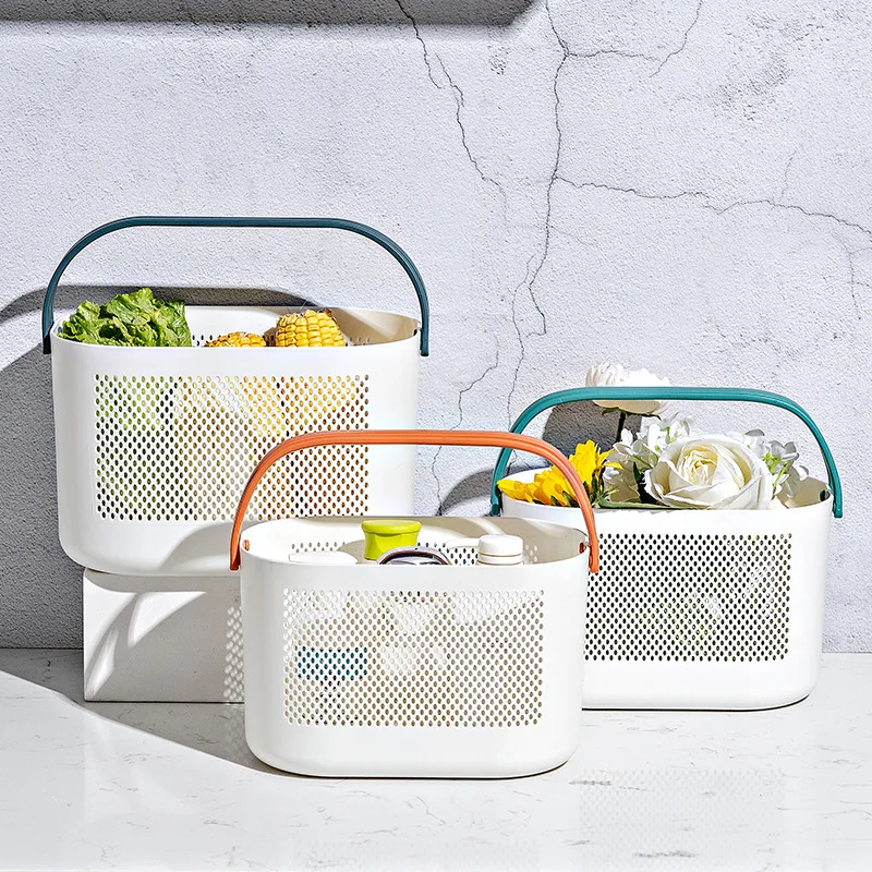 

Plastic Storage Baskets with Handles Portable Shower Caddy Shelf Organizers Basket Bin for Home Bathroom Kitchen