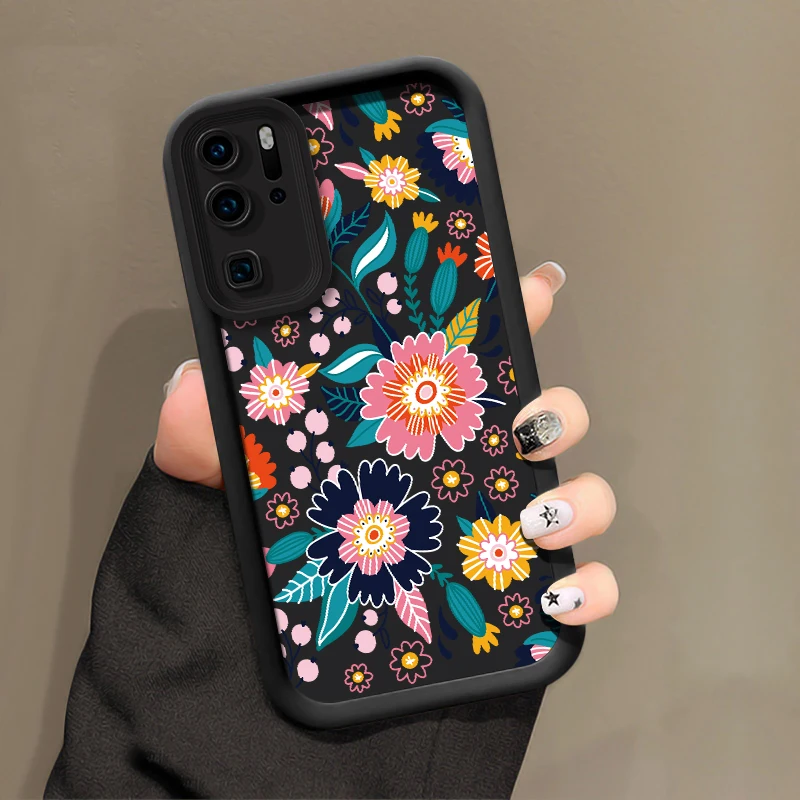 Фото Противоударный чехол для телефона Huawei P50 Pro P40 Lite 5G P Smart Pro Y9 Prime 2019 Y7A Y9S P30 P20, силиконовый чехол с цветочным принтом №4