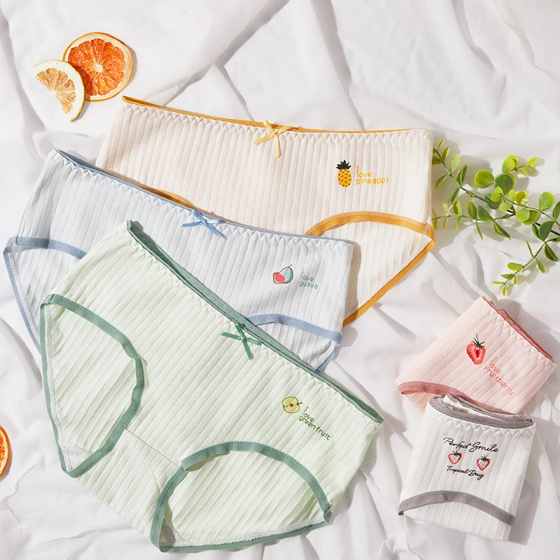 

Женские хлопковые трусы с принтом в виде фруктов, в японском стиле