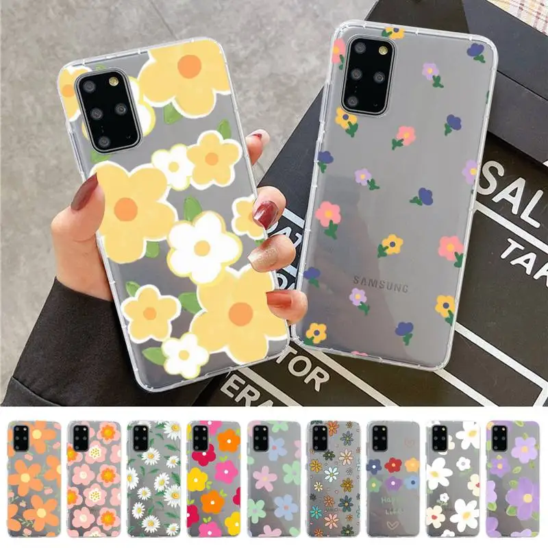 

Fashion Colorful Flowers Daisy Phone Case for Samsung S20 S10 lite S21 plus for Redmi Note8 9pro for Huawei P20 Clear Case