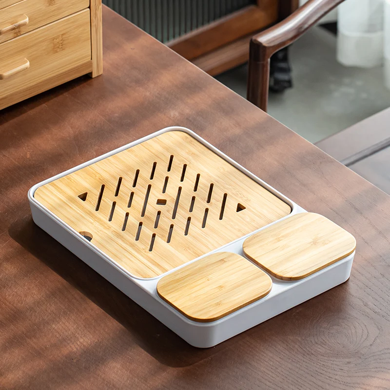 

Бамбуковый поднос для чая кунг-фу, аксессуары для чая, емкость для хранения чайной церемонии, современный маленький чайный столик, декорати...