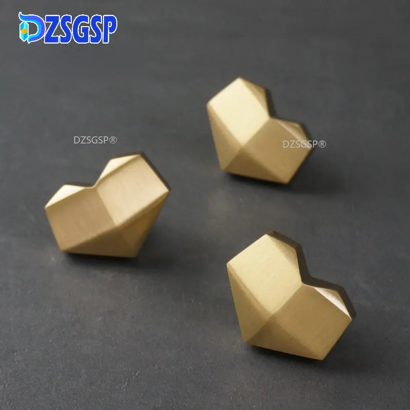 

Dzsgsp Light Luxury Brass Gold Geometric Love Shape Knob Kitchen Wardrobe Cabinet Door Handles Drawer Knobs and Furniture Pulls