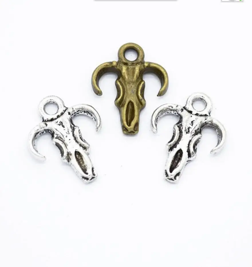 

100pcs Charms Skull Bull Ox Star Head 17*14mm Antique Bronze Silver Color Plated Pendants Making DIY Handmade Jewelry F0801