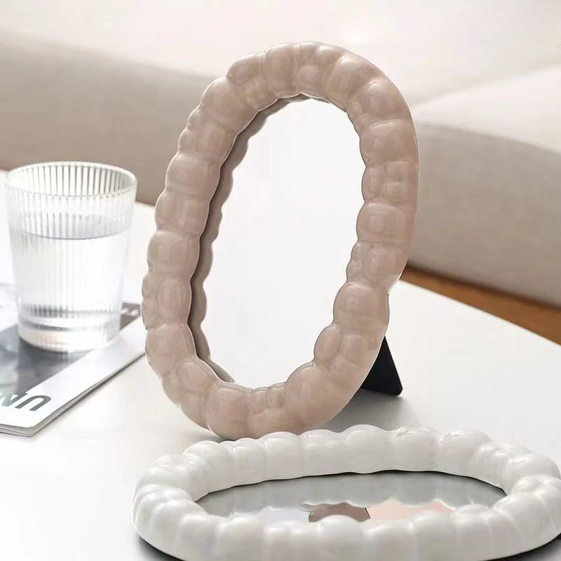 

Европейское керамическое зеркало для макияжа, украшение из тонкого стекла для дома, спальни, стола, овальное зеркало, украшение для дома, одностороннее Новое