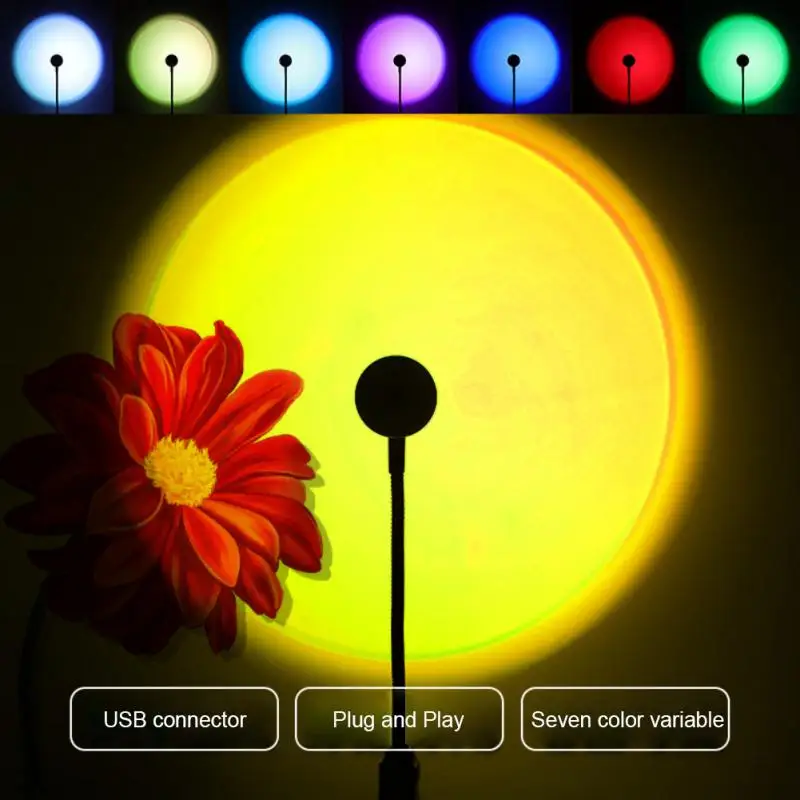 

USB Light Mobile Phone Self Photography Light LED Rainbow Neon Night Light Projector Photography Wall Atmosphere Light Tools