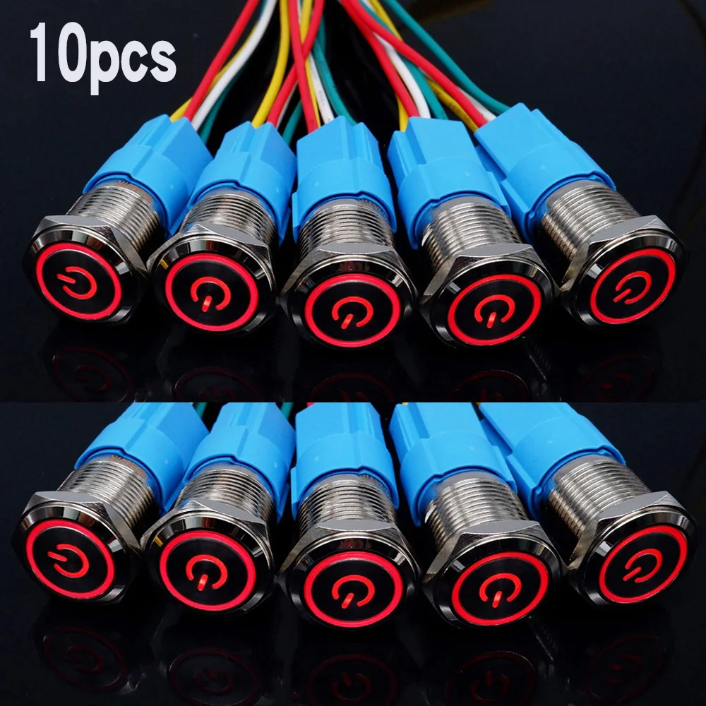 

Кнопочные переключатели серебристые 16/19/22 мм 10 шт.