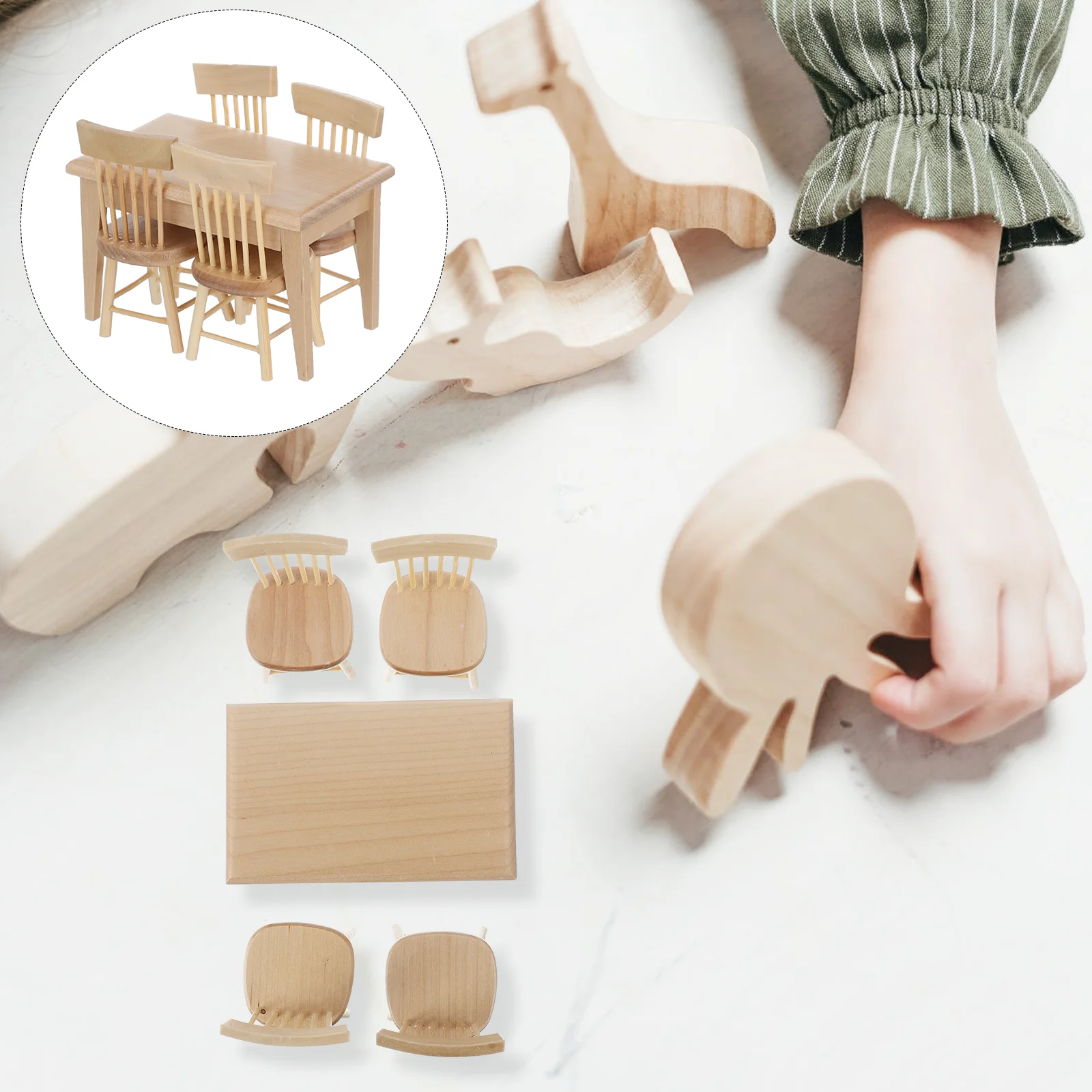 

Furniture Miniature Table Chair Bench Housewooden Mini Accessories Model Set Park Roomchairs Dining Decoration Scenery Railroad