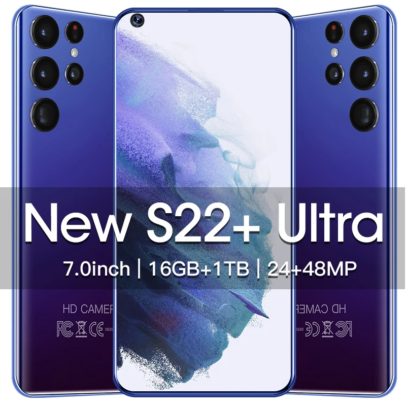 

2022 New S22+ Ultra Phones Global Version 7.3 Inch Smartphone 16GB+1TB 6800mAh 48MP Mobile Phones 5G Network Unlocked Smartphone