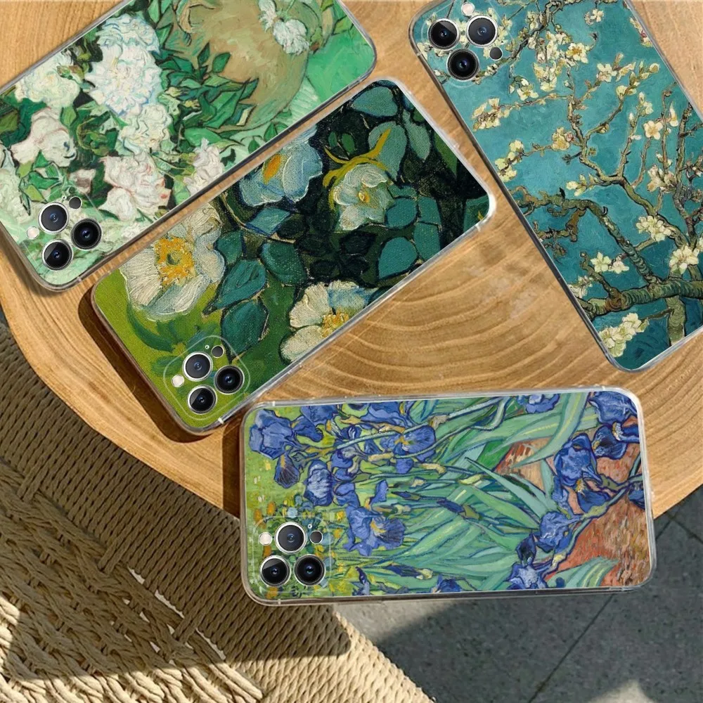 

Van Gogh oil Art Painting Phone Case For iPhone 14 13 12 Mini 11 Pro XS Max X XR SE 6 7 8 Plus Soft Silicone Cover