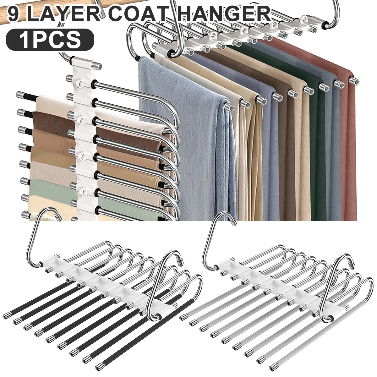 

Вешалки для брюк, многофункциональная Складная стойка для хранения брюк, вешалка-органайзер для одежды из нержавеющей стали, экономит прос...