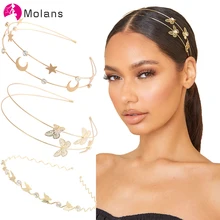 Molans New Fashion Gold Sliver Metal Hairband For Women Wedding Hair Accessories Tiara Rhinestones Pearl Headband Girls Headwear