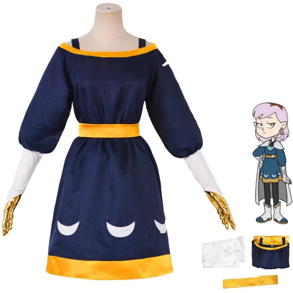 

Anime Movies Owl House Cosplay Costume Kids Blue Long Sleeved Dress Adult Girl Children Kawaii Carnival Birthday Party Suit