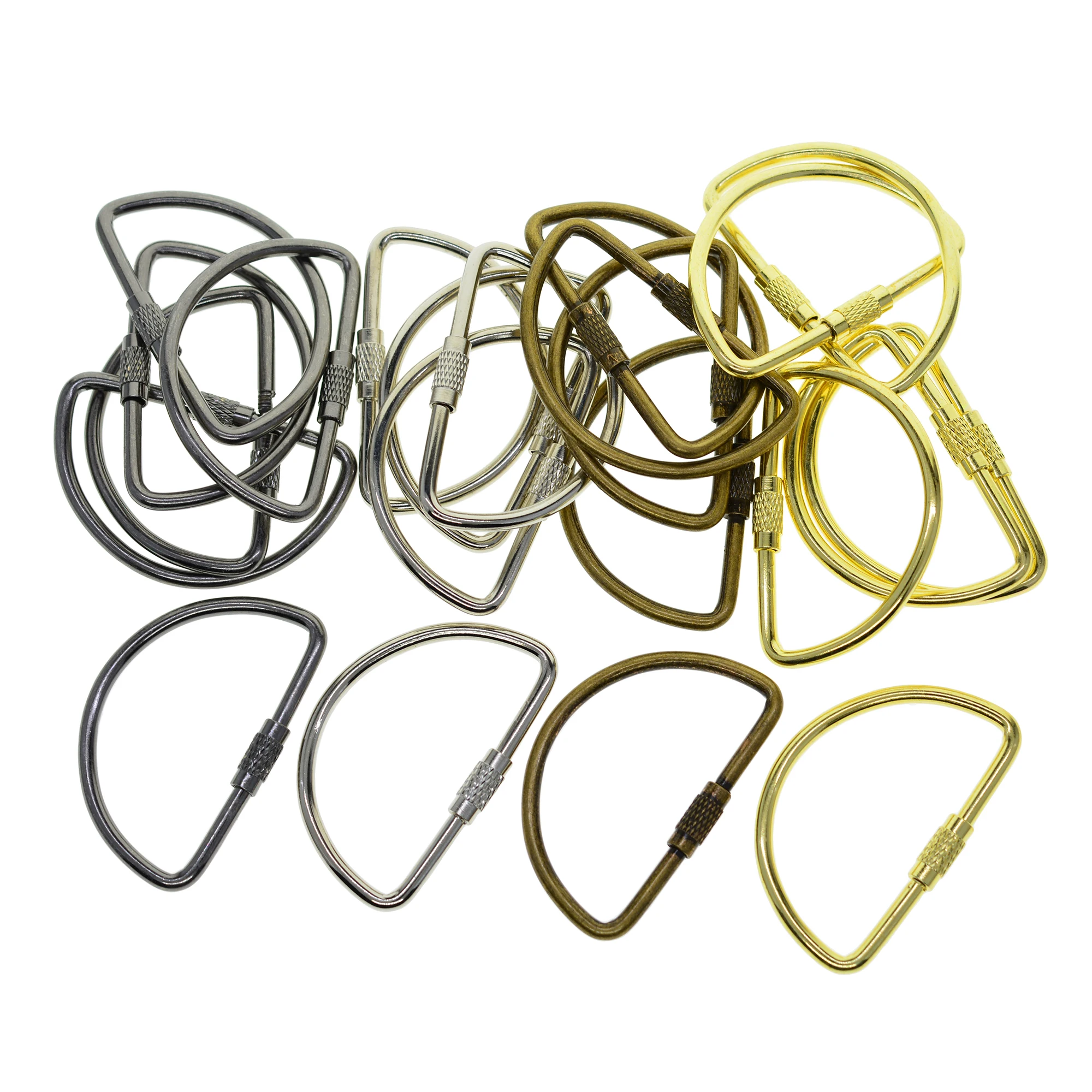 

6 pcs Strong steel brass Screw Lock Keychain Simple 2 inch D Ellipse Key Ring belt clip Key Holders FOB Scrapbooking binderEDC