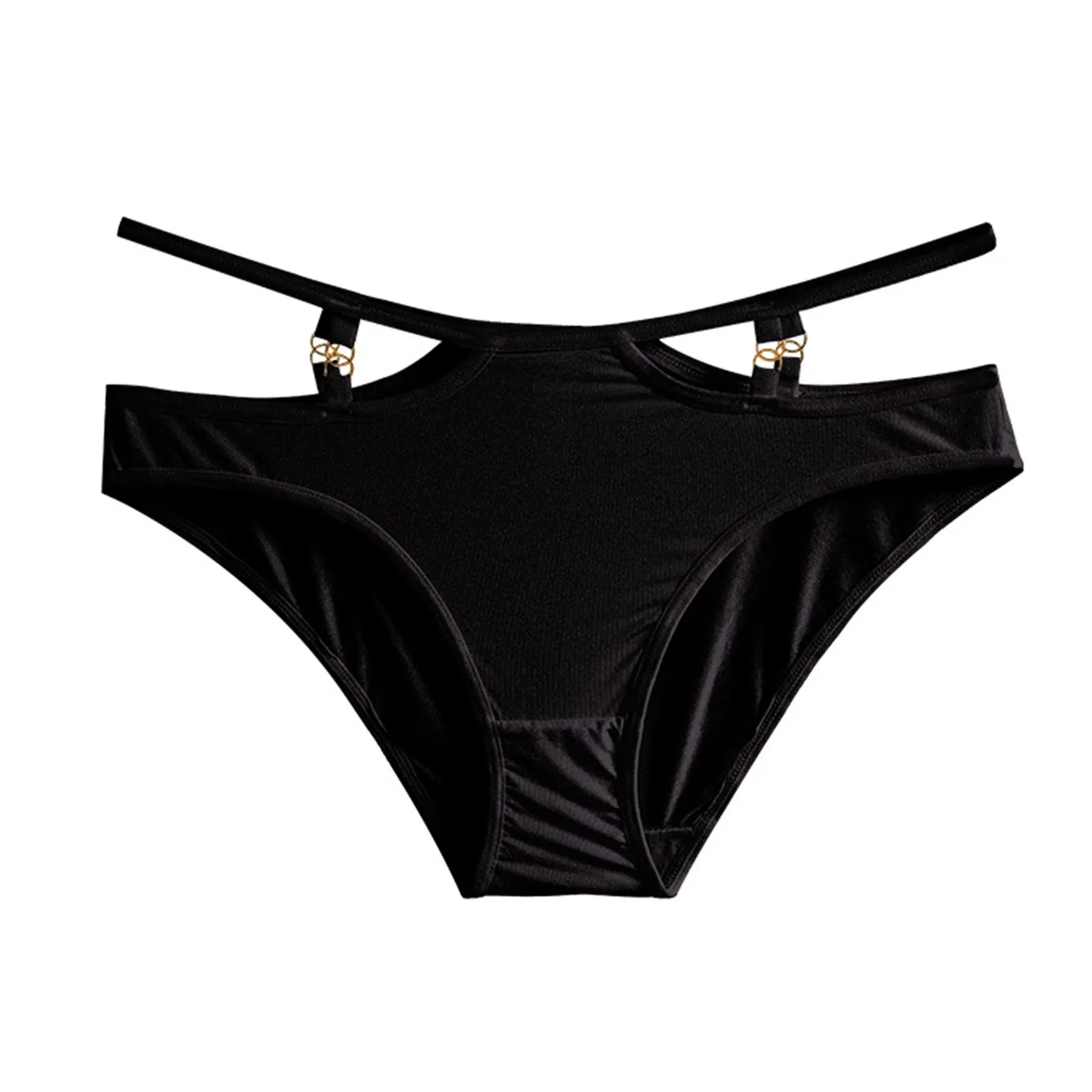 

Ladies' Underwear Pure Color Sexy Thin Strap Triangle Panties With Hollow Out Metal Accessories Girls No Show Underwear Size 12