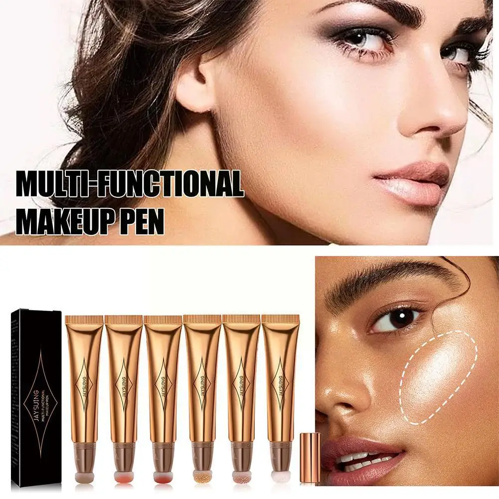 

Multi-Functional Makeup Pen Highlighter Stick Contouring Finish Blusher Moisturizing Natural Make Applicator Shimmer Cosmet Q2M1