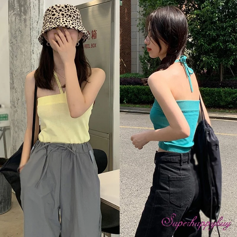 

Женский однотонный топ с лямкой на шее и нагрудной подушкой