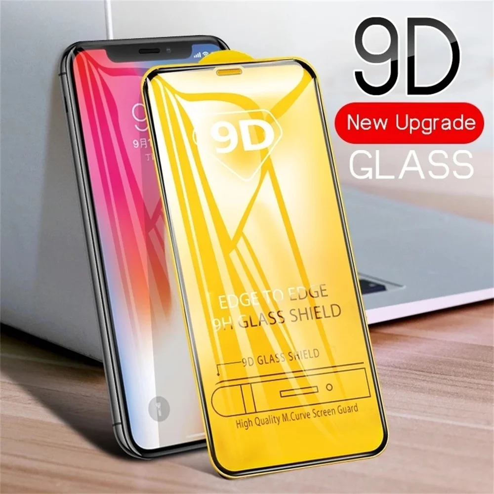 

Закаленное стекло 9D для защиты экрана, защитная пленка 9H для Iphone 11 12 13 14 Pro Max X XR XS 6 7 8 Plus, 50/100 шт.