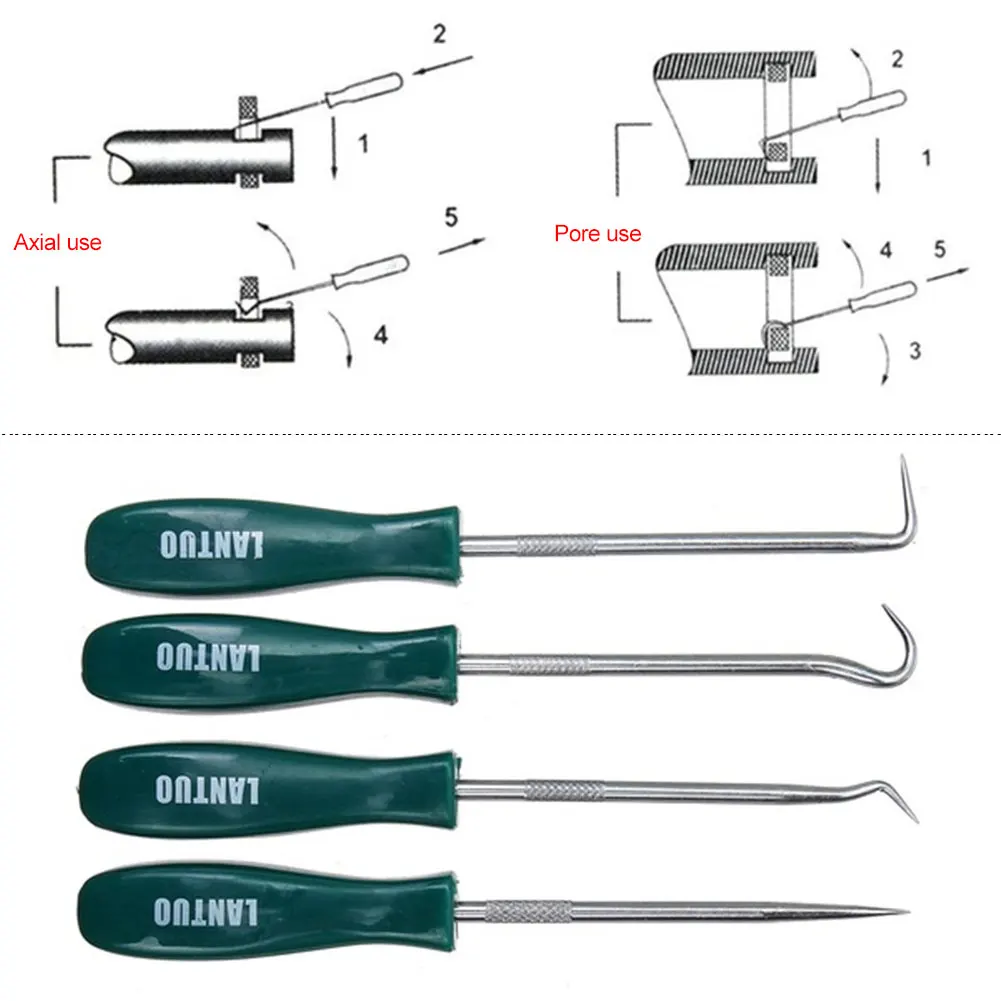 

4Pcs Car Oil Seal Screwdrivers Set Hooks Tools O-Ring Seal Gasket Puller Remover Auto Vehicle Pick Ready Stock Convenience 130mm