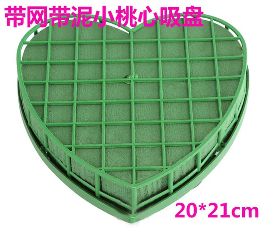 

20*21 см одного сердца Искусственные пластиковые рамки присоски с цветком пены грязи для Свадебная вечеринка Цветочная композиция украшение ...