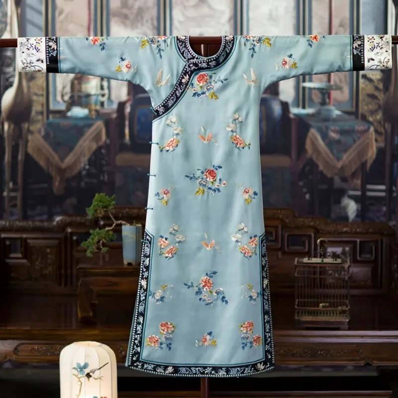 

Традиционная китайская одежда Ципао с длинным рукавом и цветочным принтом женское элегантное винтажное классическое китайское платье Qipao весна 2022