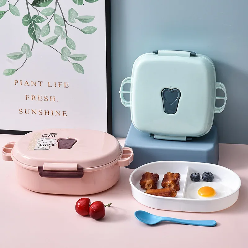 Корейский Овальный студенческий Ланч-бокс bento простой двухслойный Портативный с