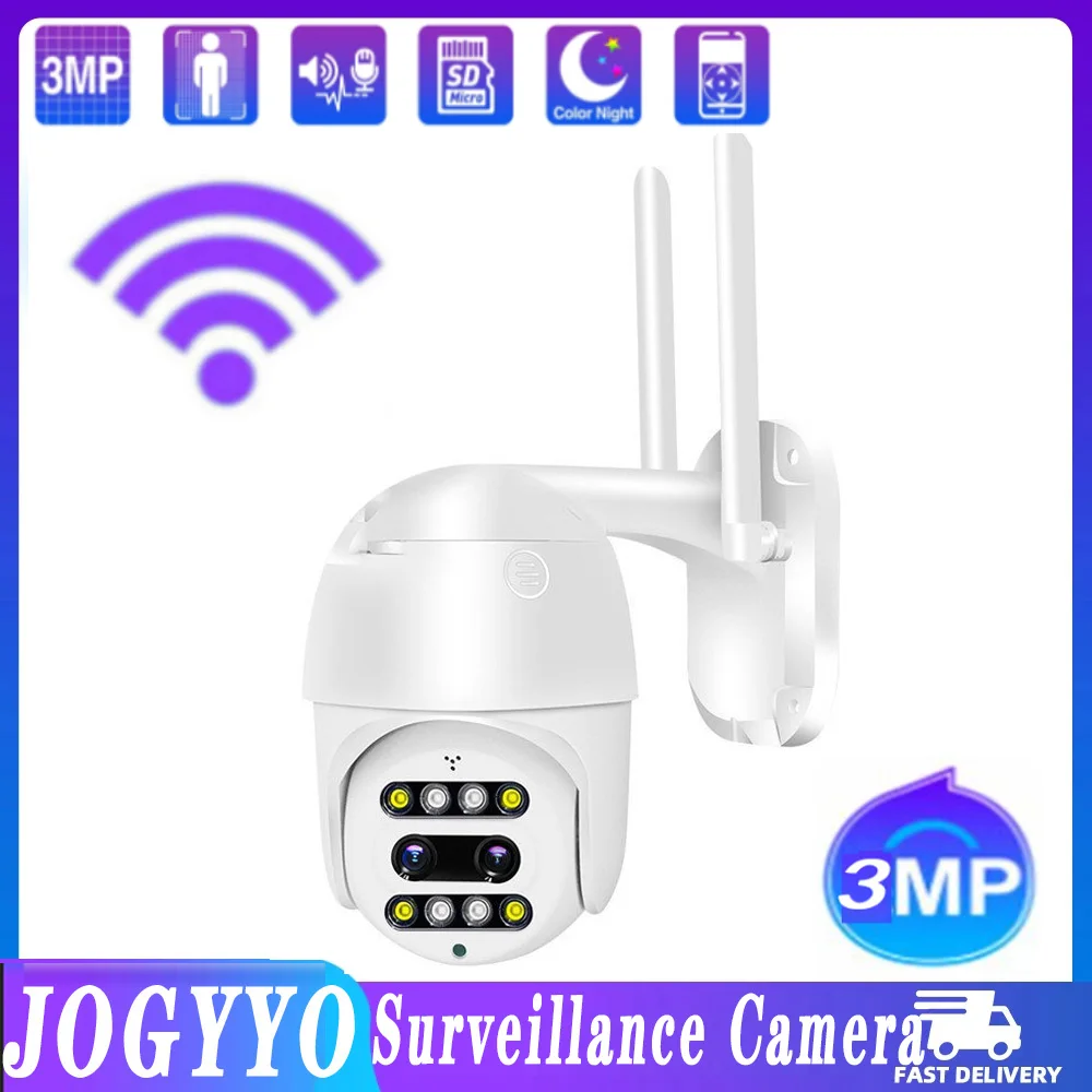 

3-мегапиксельная PTZ HD-камера с двойным объективом, 10-кратным зумом, Wi-Fi, ии, обнаружение человека, H.265, наружная Домашняя безопасность, видеона...