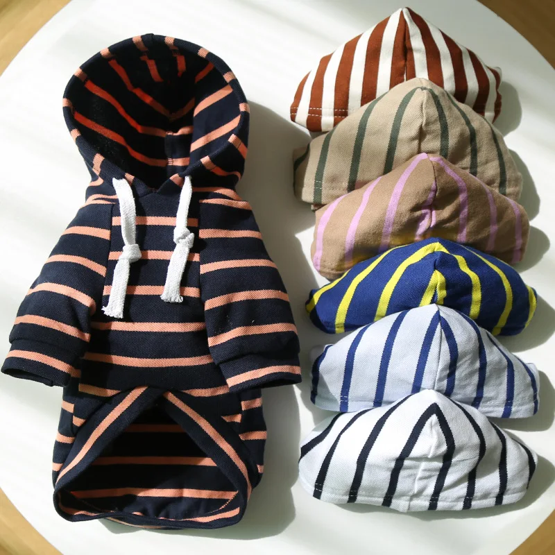 

Stripe Hoodie Dog Clothes Cotton Small for Dogs Clothing Pet Outfits Cute Spring Autumn Yorkies Print White Boy Ropa Para Perro