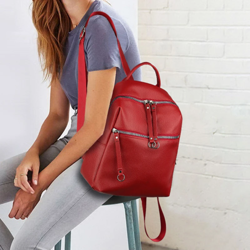 

Waterproof Backpack For Woman High Quality PU Leather Backpacks For Teenage Girls Female School Shoulder Bag Bagpack