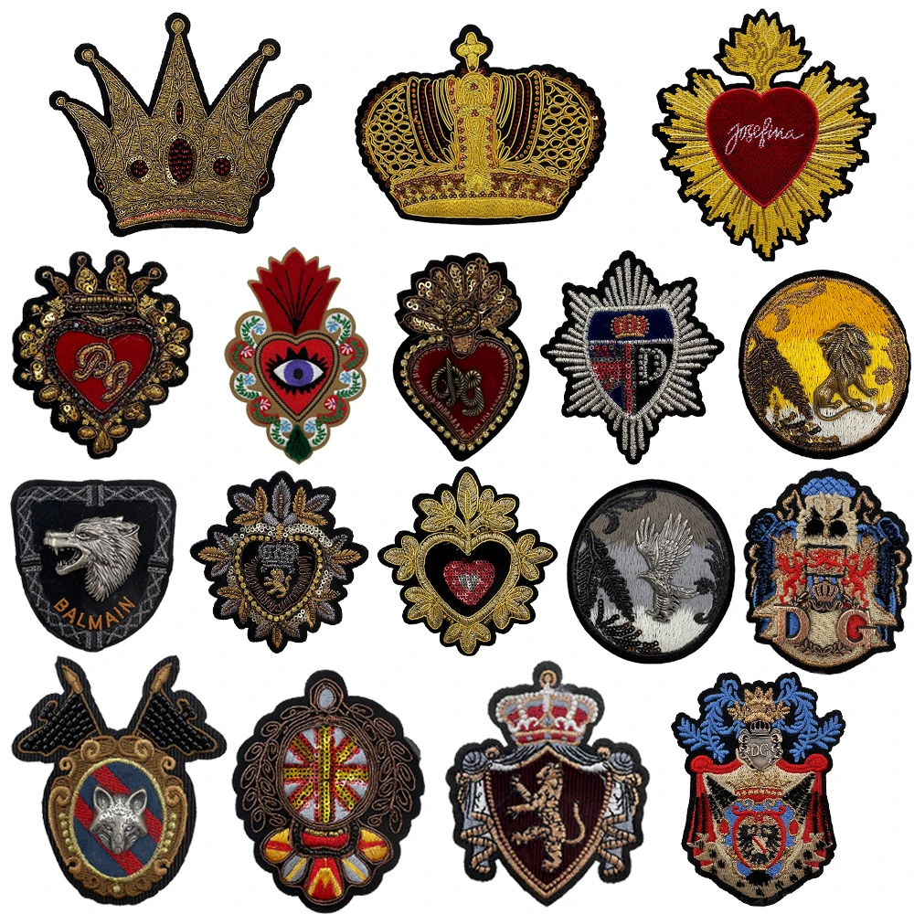 2 шт. модные вышитые бисером блестки сердце корона Женская Вышивка куртка платье