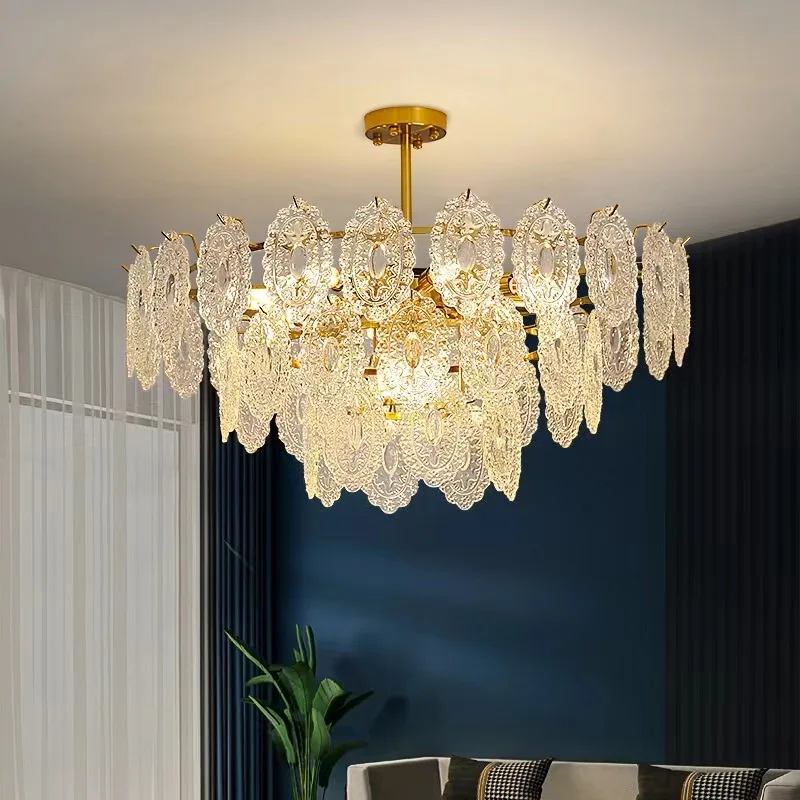 

GPD Modern Luxury Glass Ceiling Chandelier Living Room K9 Crystal LED Lights For Bedroom Kitchen Island Lamp Room Decor Fixtures