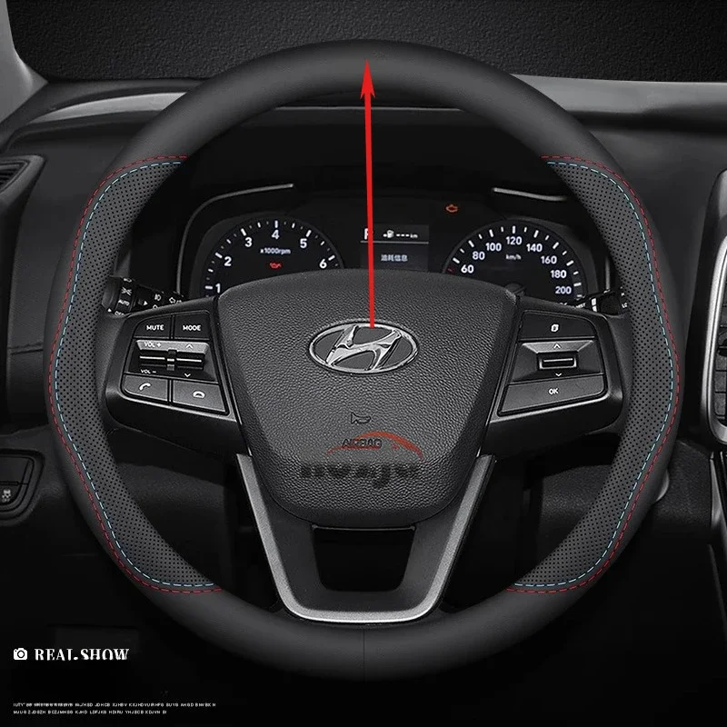 

Автомобильный кожаный чехол на руль для Hyundai Creta Grand Creta N Line E 2022 20232 024 2025, нескользящий автомобильный Стайлинг, автомобильные аксессуары