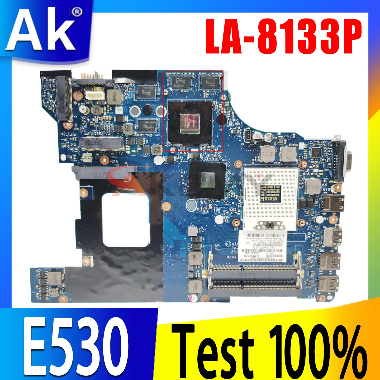 

LA-8133P Mainboard For Lenovo Thinkpad E530 E530C Laptop Motherboard GT630M/635M 2G GPU HM77 DDR3 FRU 04W4016 100% test ok