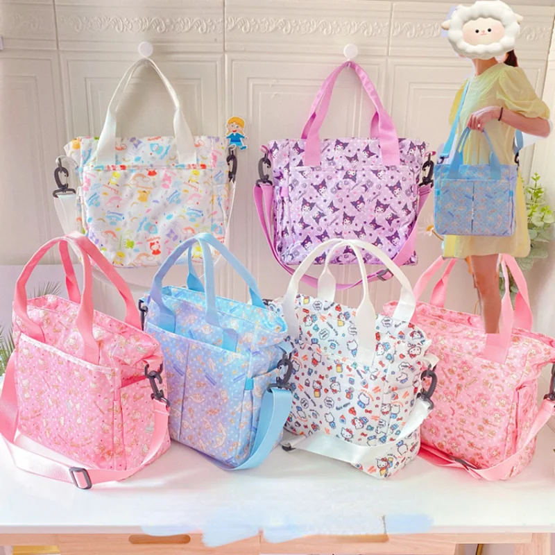 

Sanrios Cinnamoroll My Melody Hellokittys Handbag Large Capacity Anime Cute Cartoon Shoulder Bag Kawaii Waterproof Messenger Bag