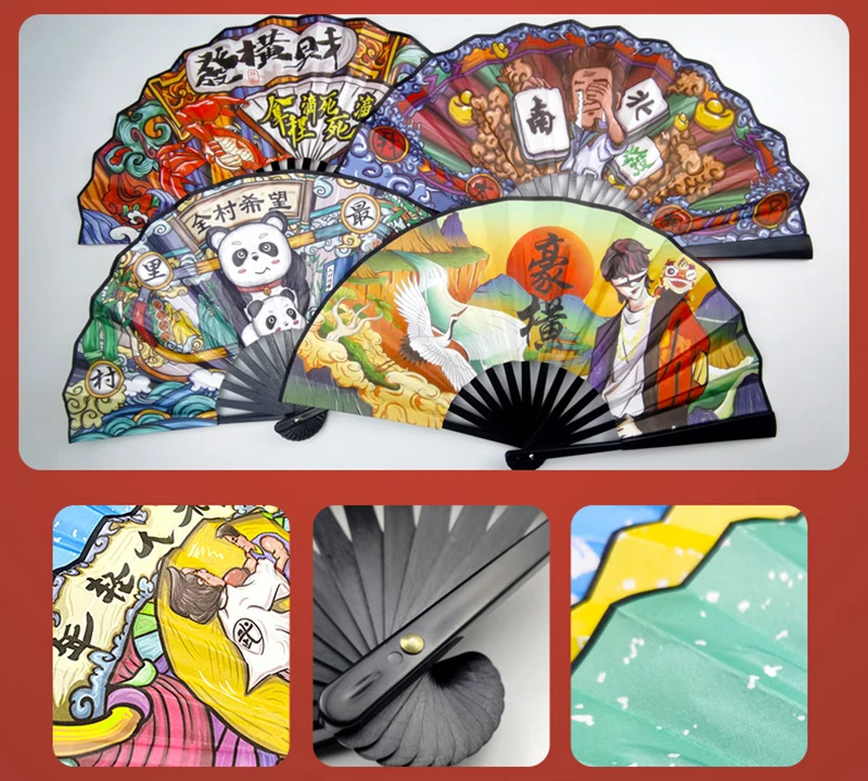 

Chinese Style Silk summer Folding Fan drama Pattern Art Craft Gift Home Decoration Ornaments network Short video Dance Hand Fan