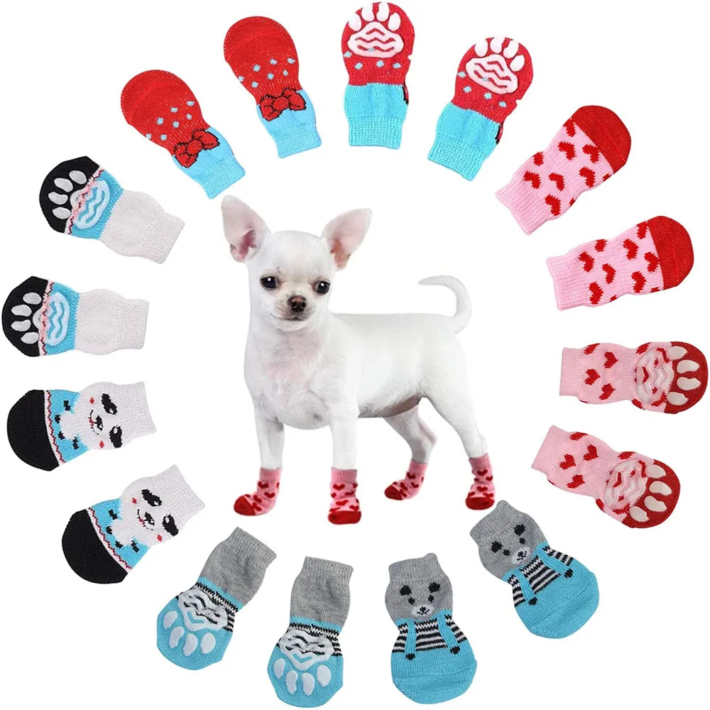 

Нескользящие носки для собак, мягкие дышащие хлопковые носки для домашних животных, носки для вытягивания лап собак, милые носки для щенков,...