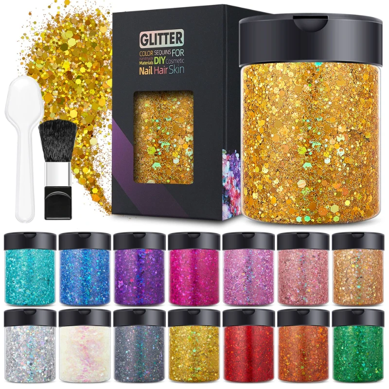 Holographic Chunky Glitter Resin Glitter Epoxy Resin Festive Decor High Flashing Perfect for Slime DIY Crafts Tumbler Nail Art