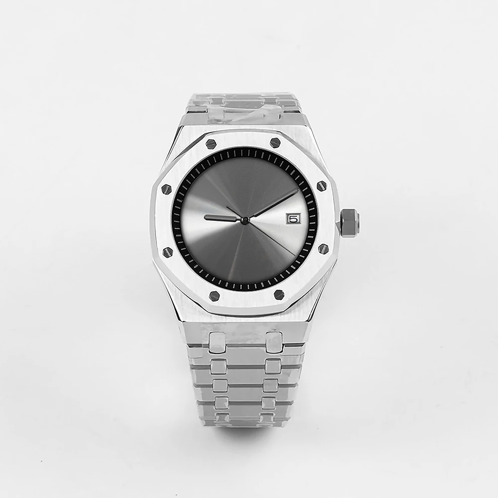 

Новинка, 41 мм, GEERVO, без логотипа, CD, серебристый циферблат, сапфировый кристалл, нержавеющая сталь 316L, японский NH35/NH36, мужские часы Move, мужские ...