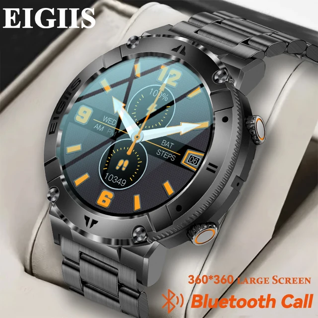 2022 EIGIIS Smartwatch Men 1.32'' Rugged Outdoor Heart Rate Monitor Sport Fitness Bluetooth Call Military Smart Watch For Men 1