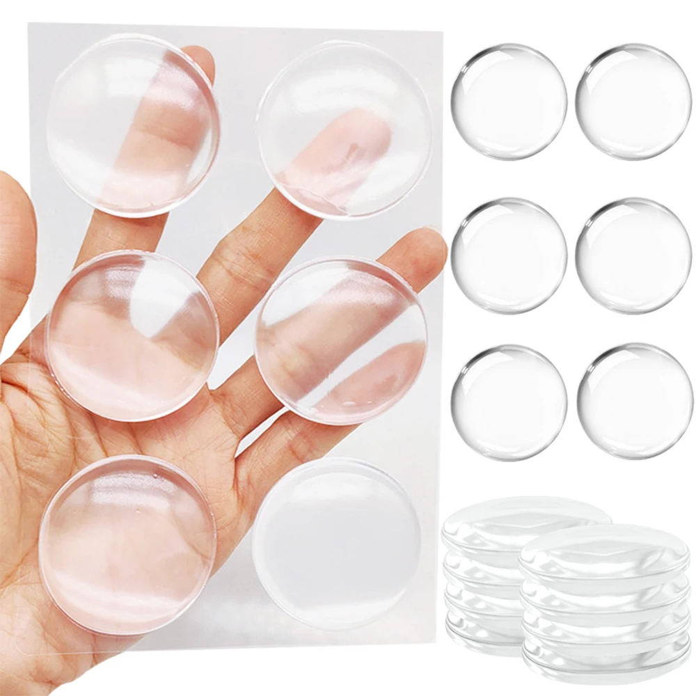 

6Pcs Transparent Soft Silicone Wall Protector Door Handle Stopper Damper Buffer Pads Self-adhesive Round Plug Doors Stop Muffler