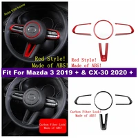 car steering wheel panel cover trim for mazda 3 2019 2022 cx 30 2020 2022 interior accessories refit kit red carbon fiber