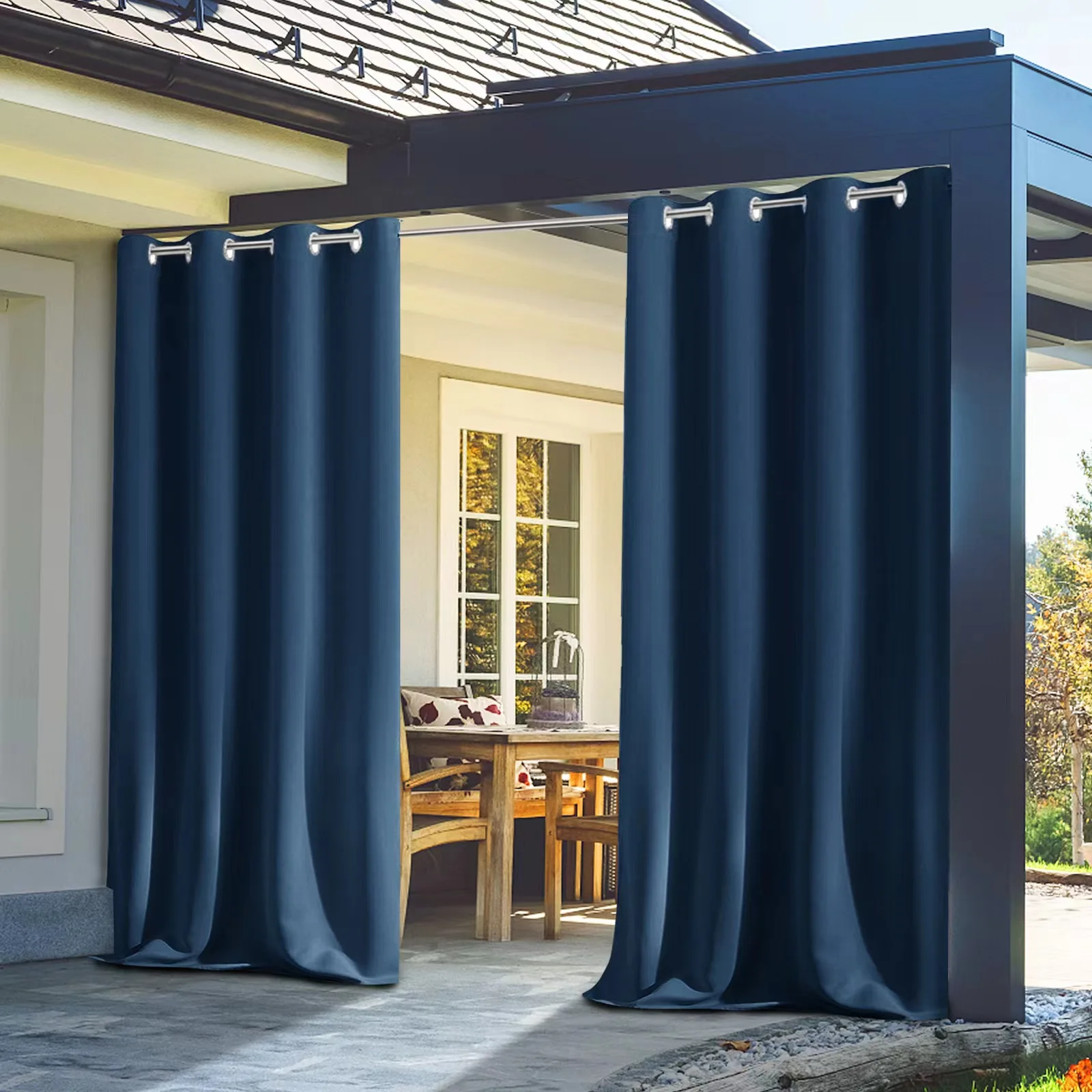 

Outdoor Waterproof Pergola Curtain for Patio Grommet Top Blackout Exterior Garden Curtains Drapes for Window Porch Gazebo 1 Pc