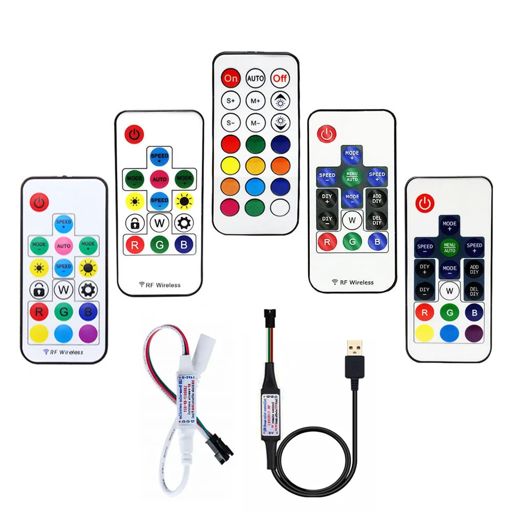 

WS2811 WS2812B LED Pixel Strip Light Controller USB/DC 3Keys RF 14/17/21Keys Remote WS2812 Controller DC5V-24V