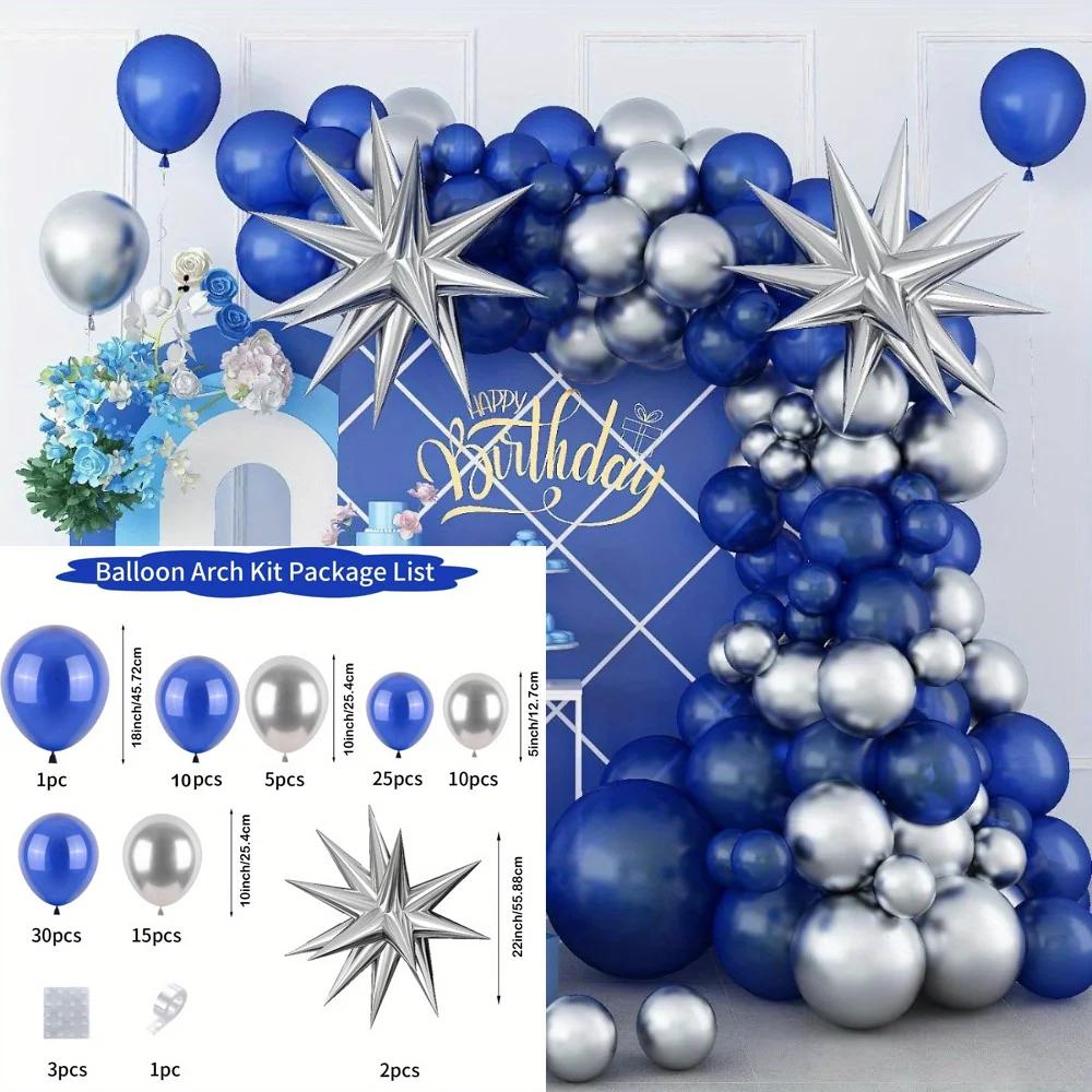 

Набор синих и серебряных шаров 102 шт.