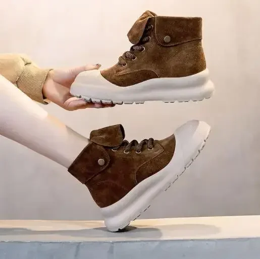 Женские ботильоны на платформе из коровьей замши толщиной 4 5 см повседневные