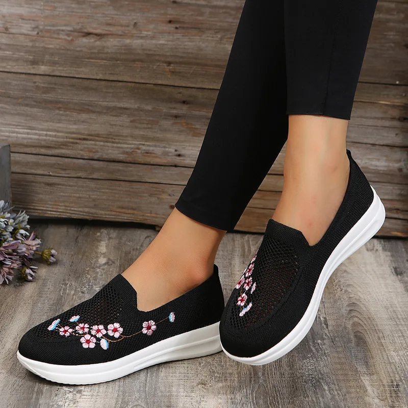 

Women Sneakers Mesh Breathable Floral Comfort Mother Shoes Soft Solid Color Fashion Female Footwear Lightweight Zapatos De Mujer