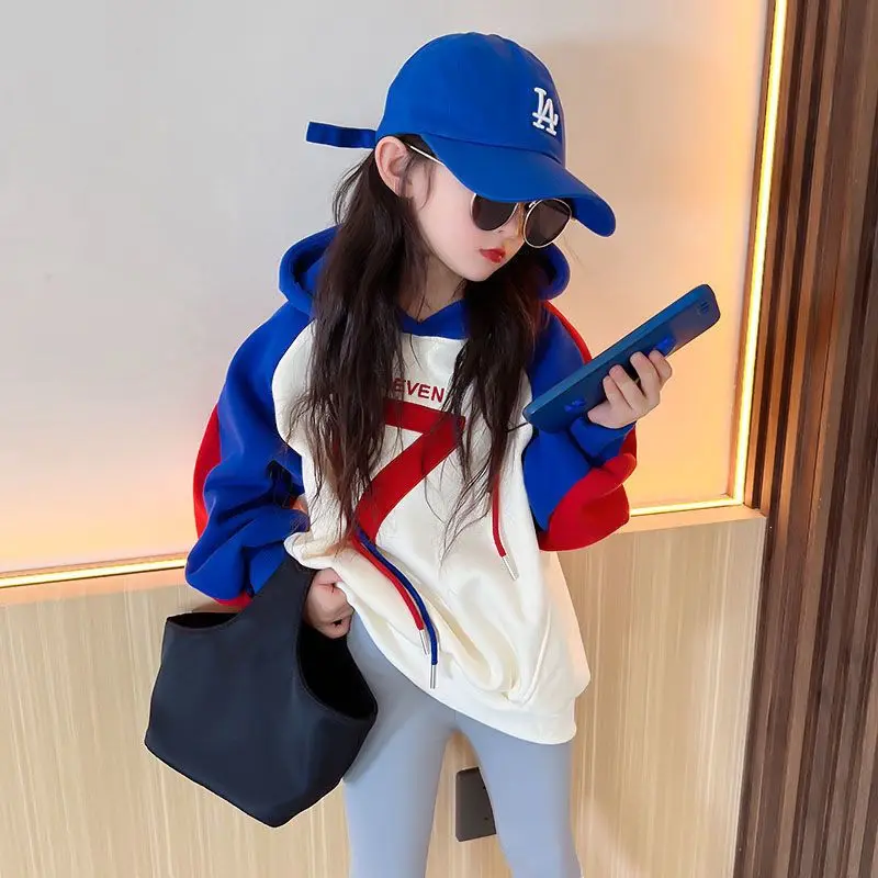 Хлопковый пуловер с длинным рукавом для девочек 4-14 лет