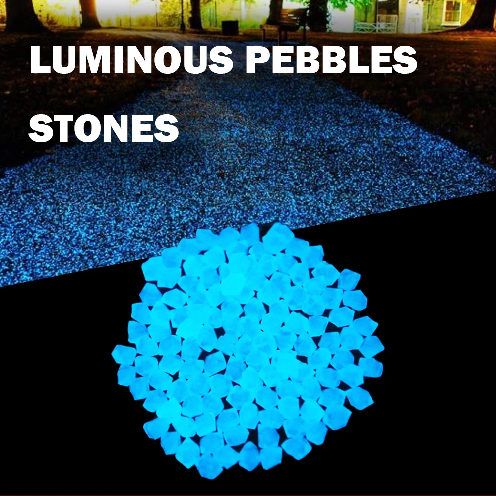300PCS Glow Pebbles Glow in the Dark Stones Selflight Stone Glowing Stones for Walkways Christmas Garden Decor Luminous Stones