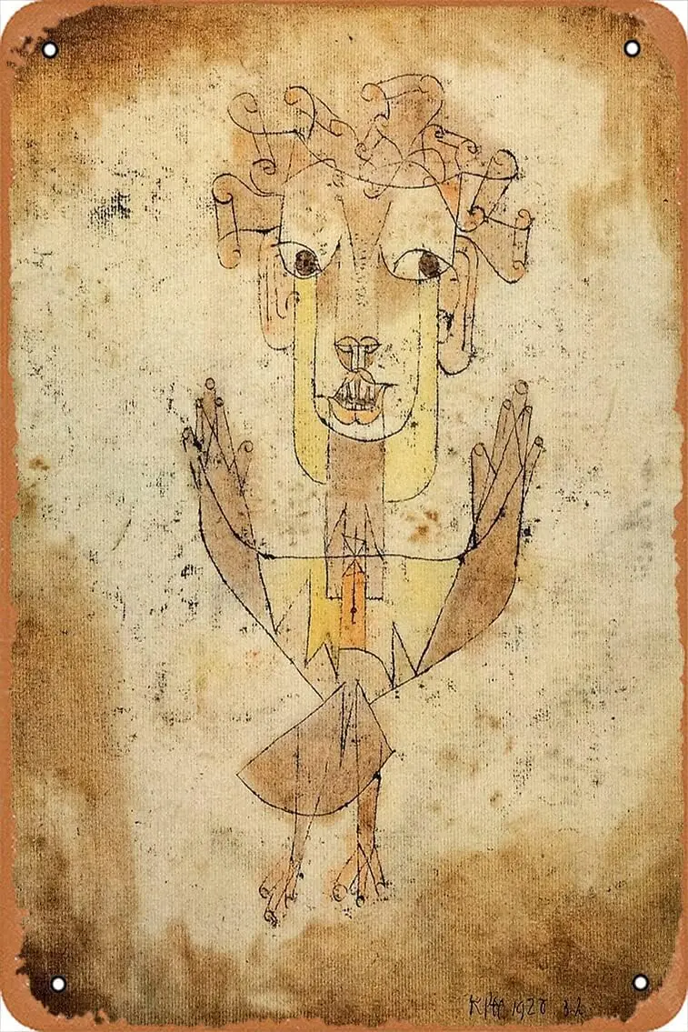 Angelus Novus 1920 Paul Klee фотопечать винтажный металлический жестяной логотип 30 48X20 32 см