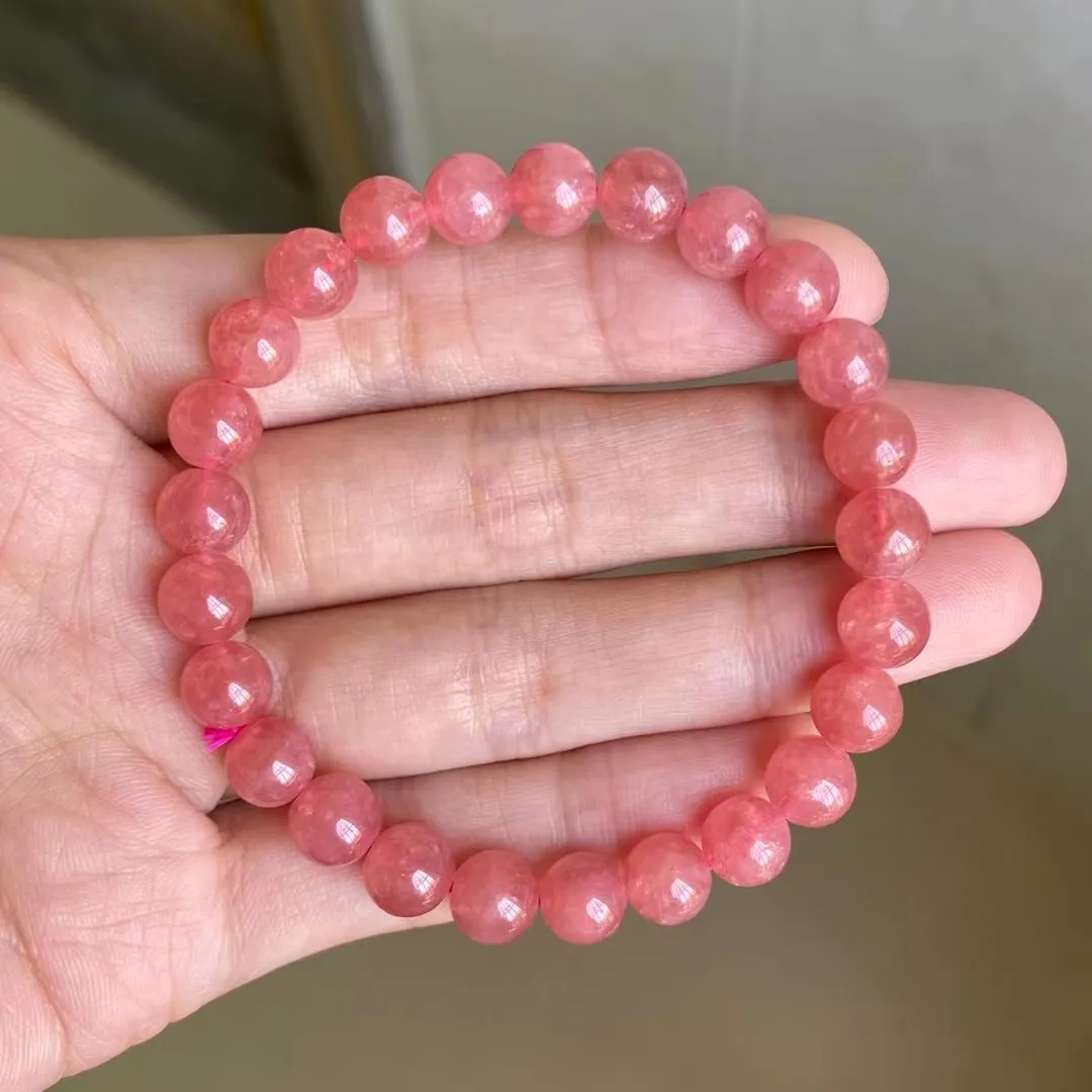

7mm Natural Red Rhodochrosite Crystal Bracelet For Woman Lady Man Beauty Wealth Gift Healing Beads Stone Strands Jewelry AAAAA